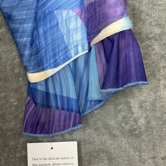 Alfred Dunner 1X Top Shirt Blue Purple Geometric Flutter 3/4 Sleeve Scoop Neck - Picture 4 of 8